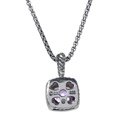 David Yurman Sterling Silver Diamond Amethyst 7mm Petite Albion Pendant Necklace 5 of 6