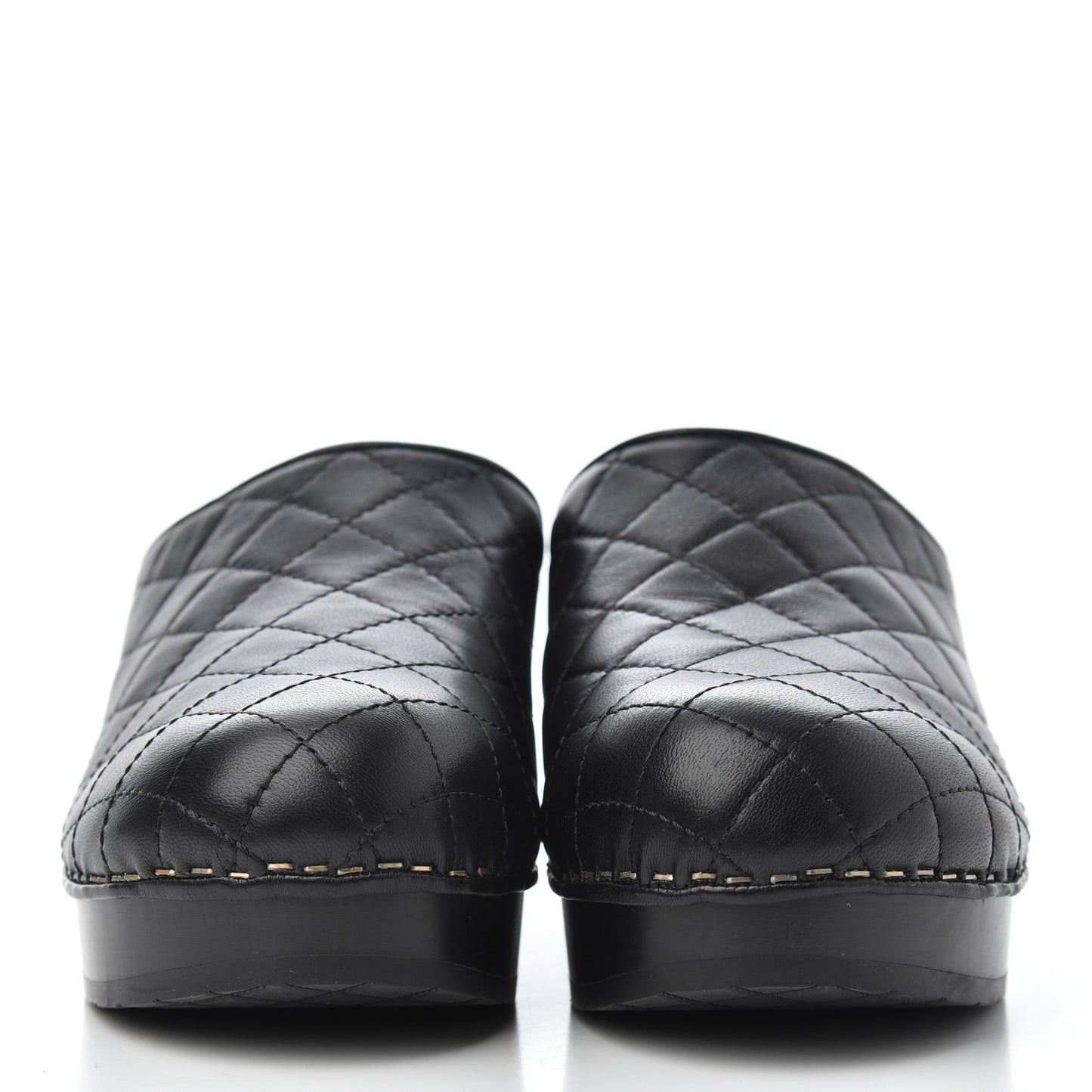 Lambskin Quilted CC Clogs 36 Black
