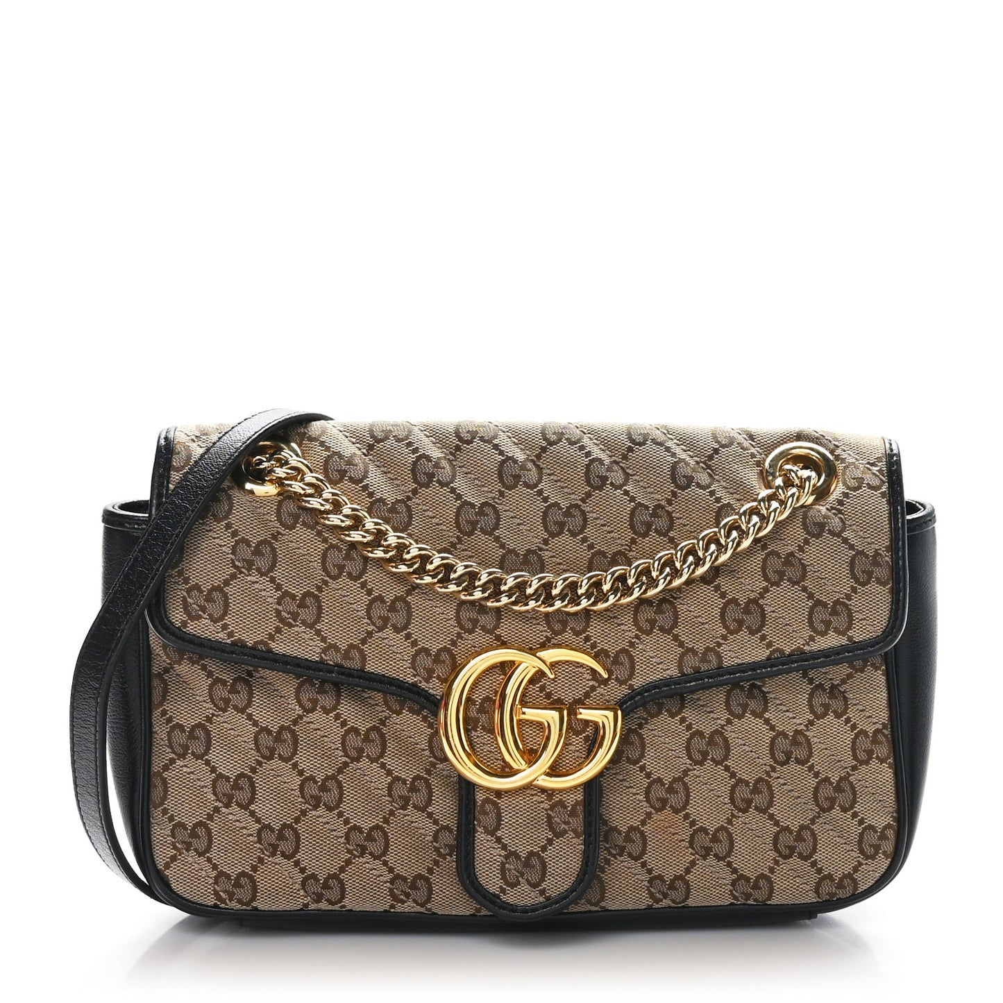 Monogram Matelasse Diagonal Small GG Marmont Shoulder Bag Beige Black