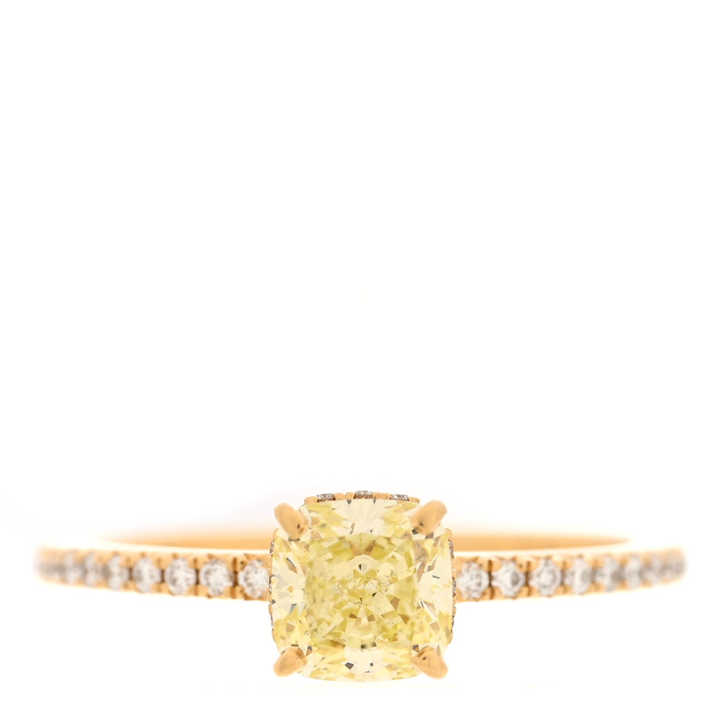 18K Yellow Gold Fancy Yellow Diamond 1.07ct Novo Cushion Cut Engagement Ring 54 6.75
