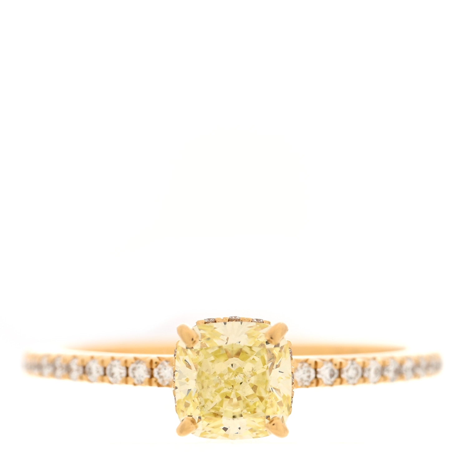 Tiffany 18K Yellow Gold Fancy Yellow Diamond 1.07ct Novo Cushion Cut Engagement Ring 54 6.75 1 of 6