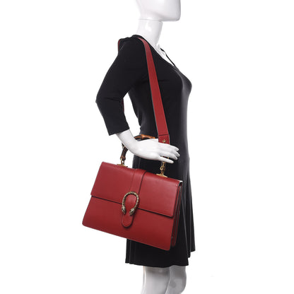 Gucci Moon Calfskin Web Large Dionysus Bamboo Top Handle Bag Hibiscus Red 2 of 18