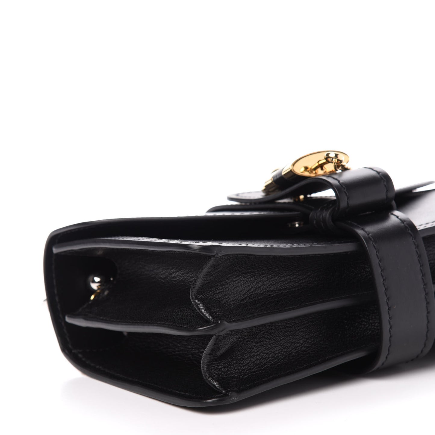 Shiny Goatskin Calfskin Aby Chain Shoulder Bag Black