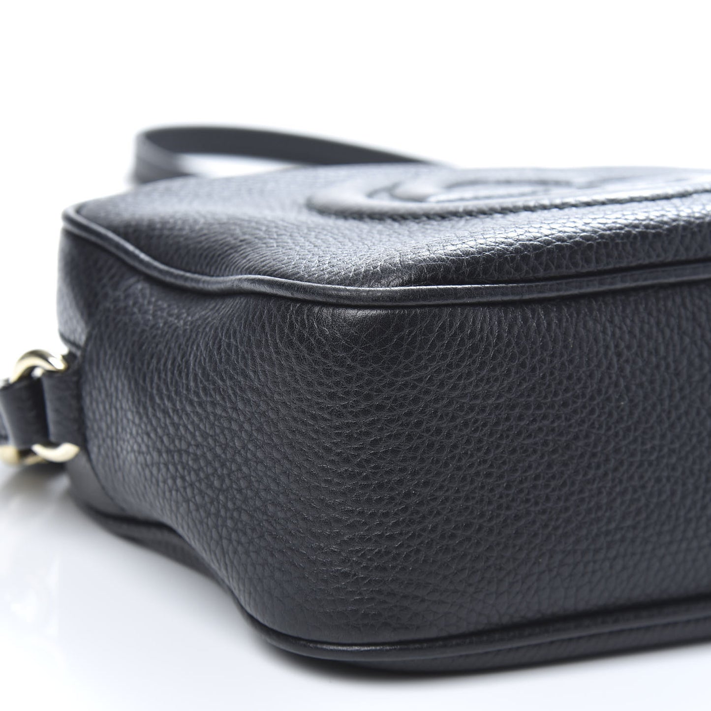 Pebbled Calfskin Small Soho Disco Bag Black
