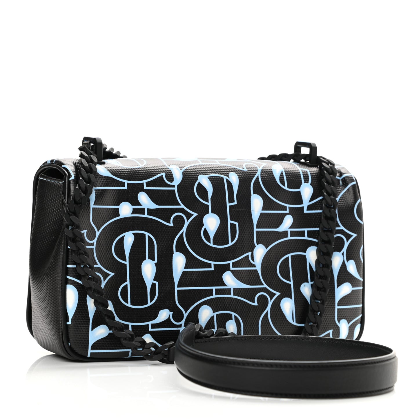 X SAKS Cotton Monogram TB Print Small Lola Bag Black Multicolor