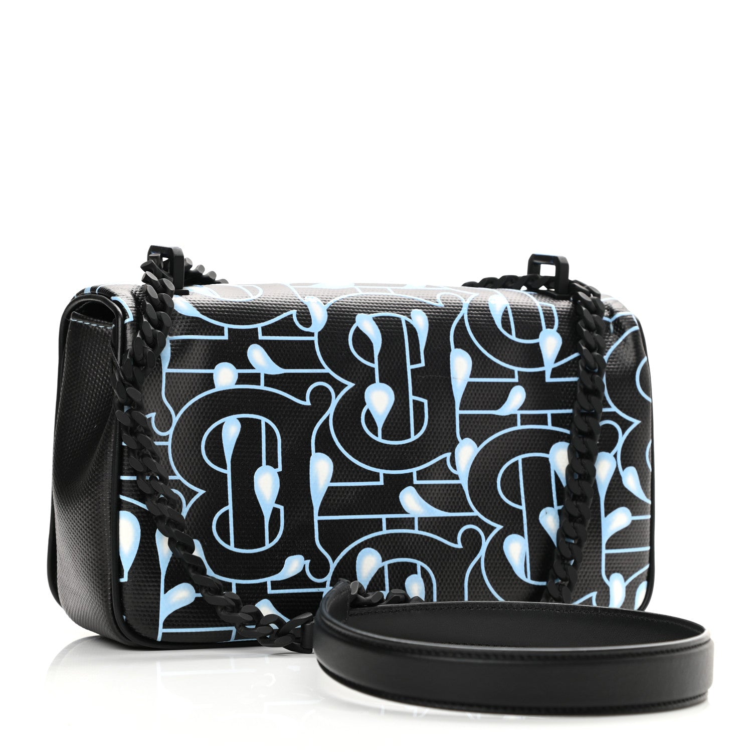 Burberry X SAKS Cotton Monogram TB Print Small Lola Bag Black Multicolor 3 of 10