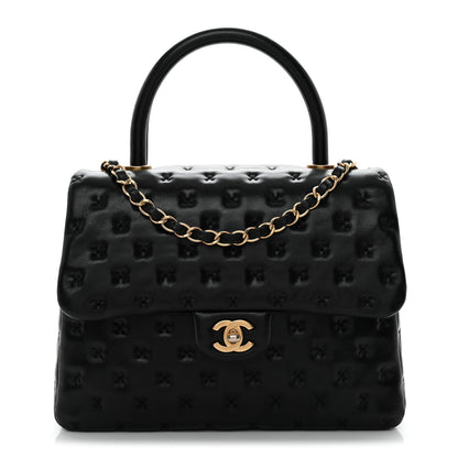 Chanel Lambskin Cross Stitch Small Coco Handle Flap Dark Black 1 of 10