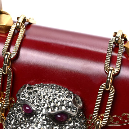 Gucci Calfskin Lisse Cornice Crystal Mini Thiara Top Handle Bag Cerise Red Gold Multicolor 9 of 9