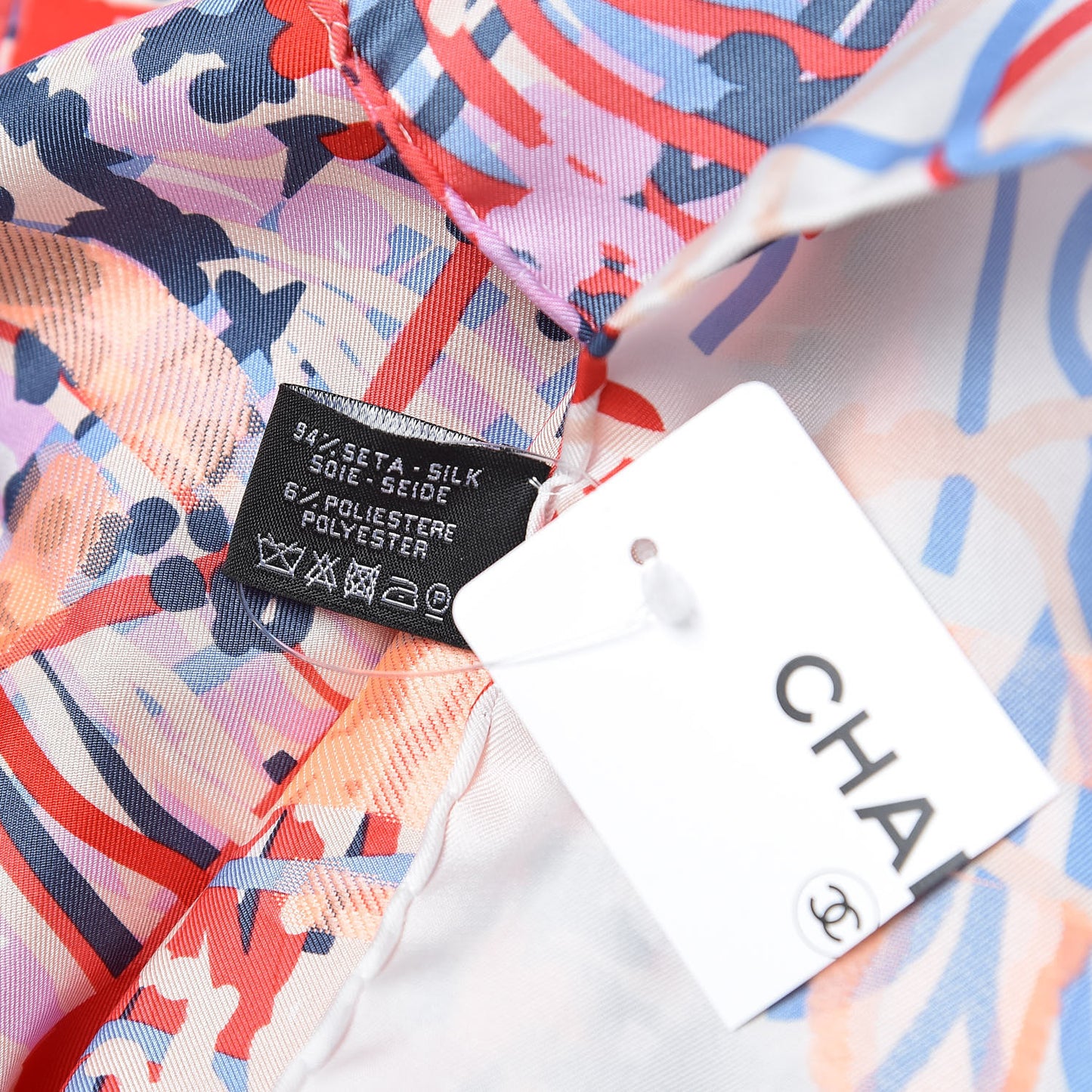 Silk Printed Square Scarf Ecru Light Orange