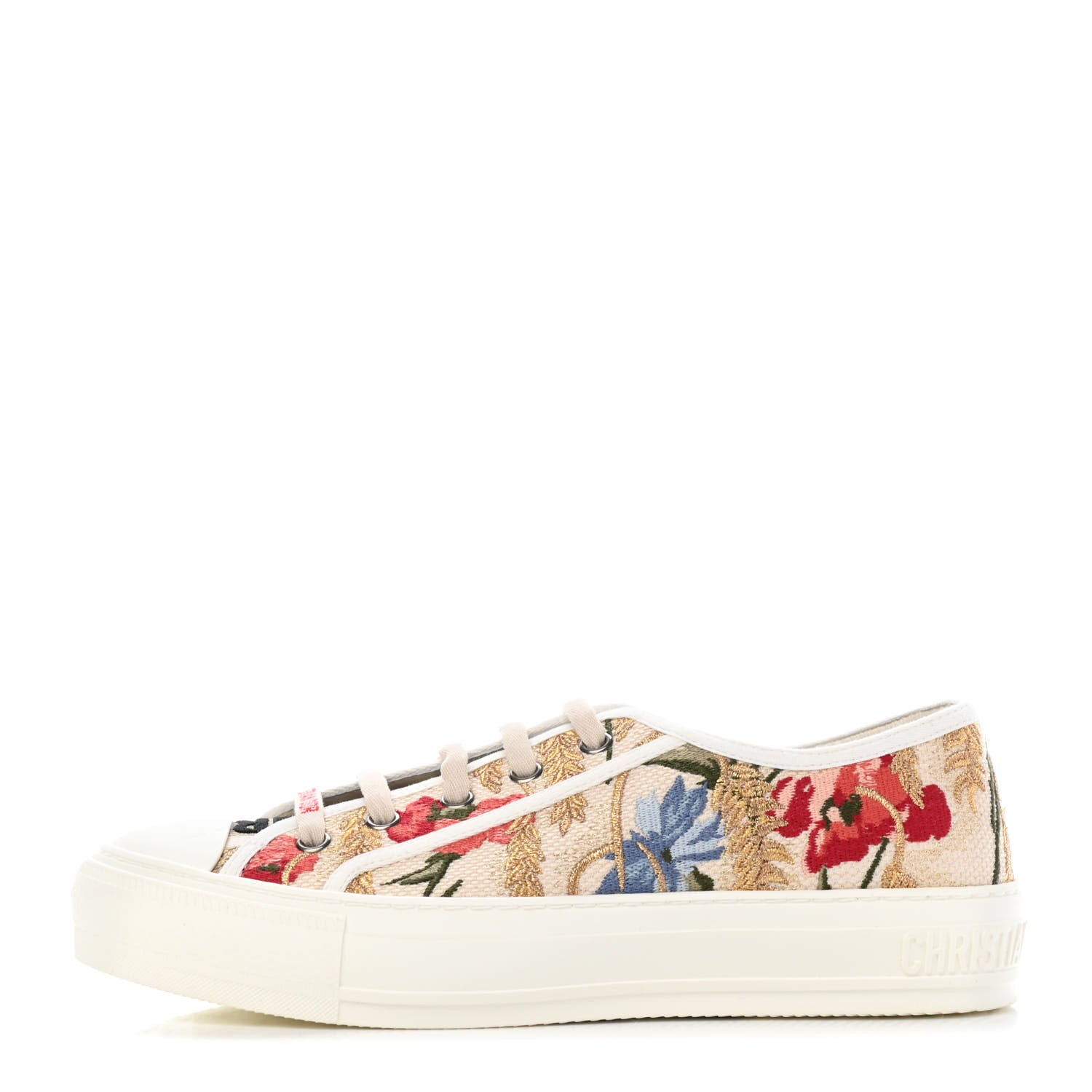 Christian Dior Canvas Floral Embroidered Womens Walk'N'Dior Low Top Sneakers 37.5 Multicolor 1 of 5