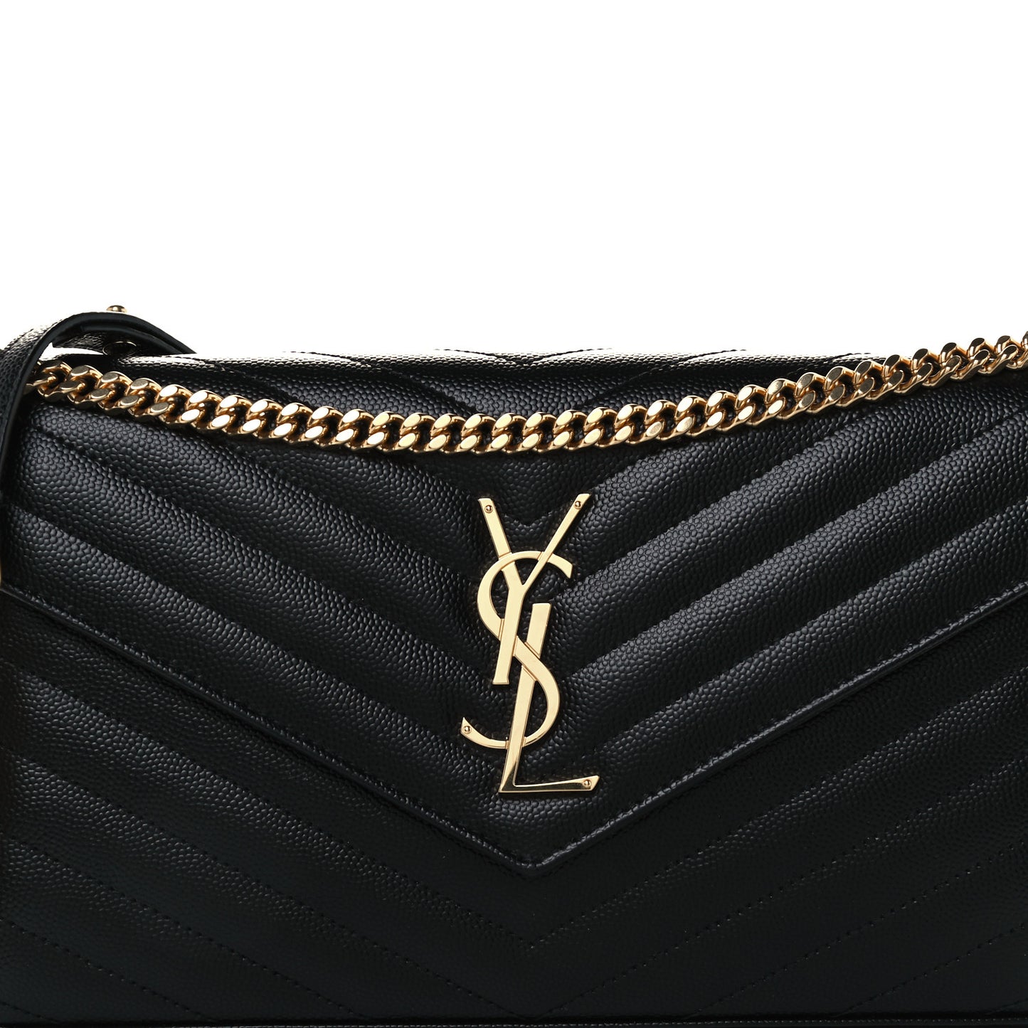 Grain De Poudre Matelasse Chevron Monogram Chain Wallet Black
