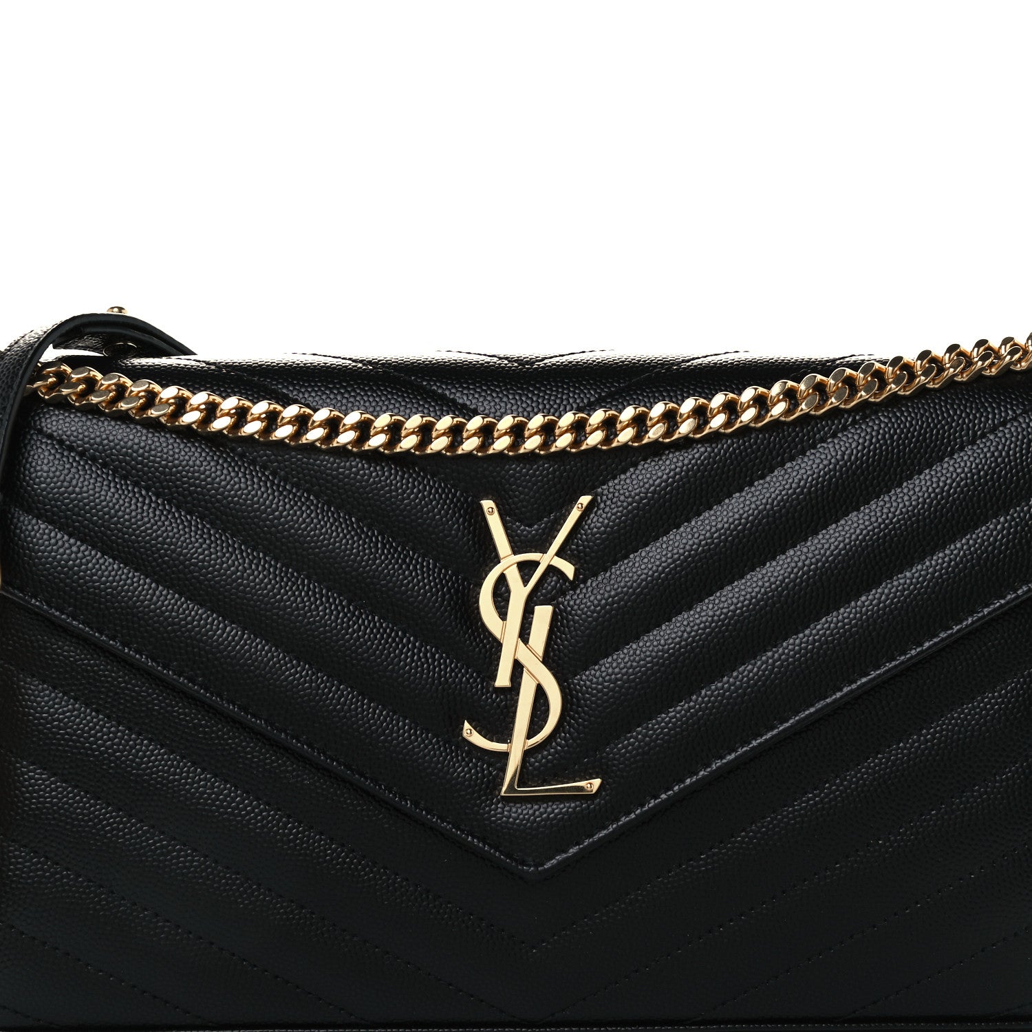 Saint Laurent Grain De Poudre Matelasse Chevron Monogram Chain Wallet Black 9 of 11