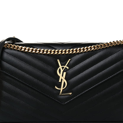 Saint Laurent Grain De Poudre Matelasse Chevron Monogram Chain Wallet Black 9 of 11
