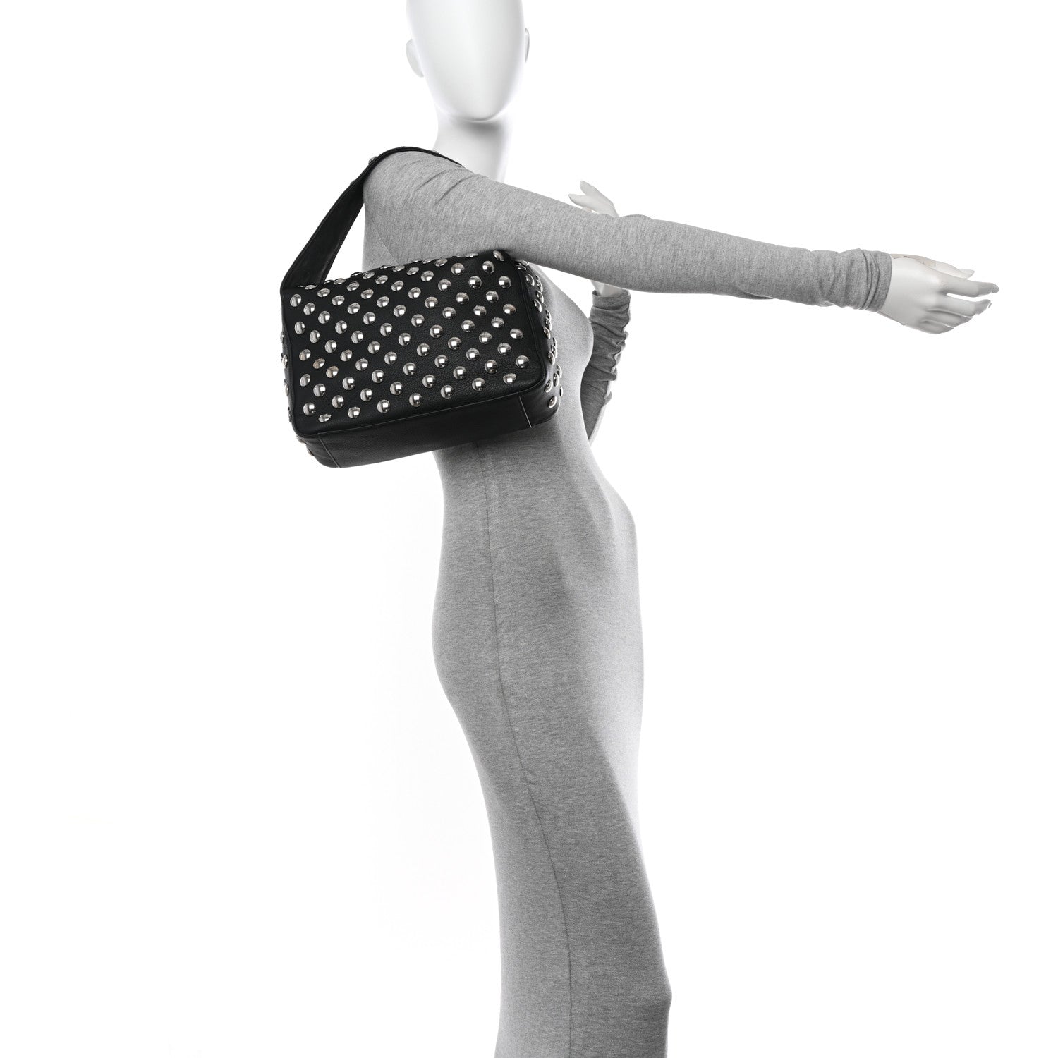 Khaite Pebbled Sport Calfskin Studded Elena Black 2 of 10