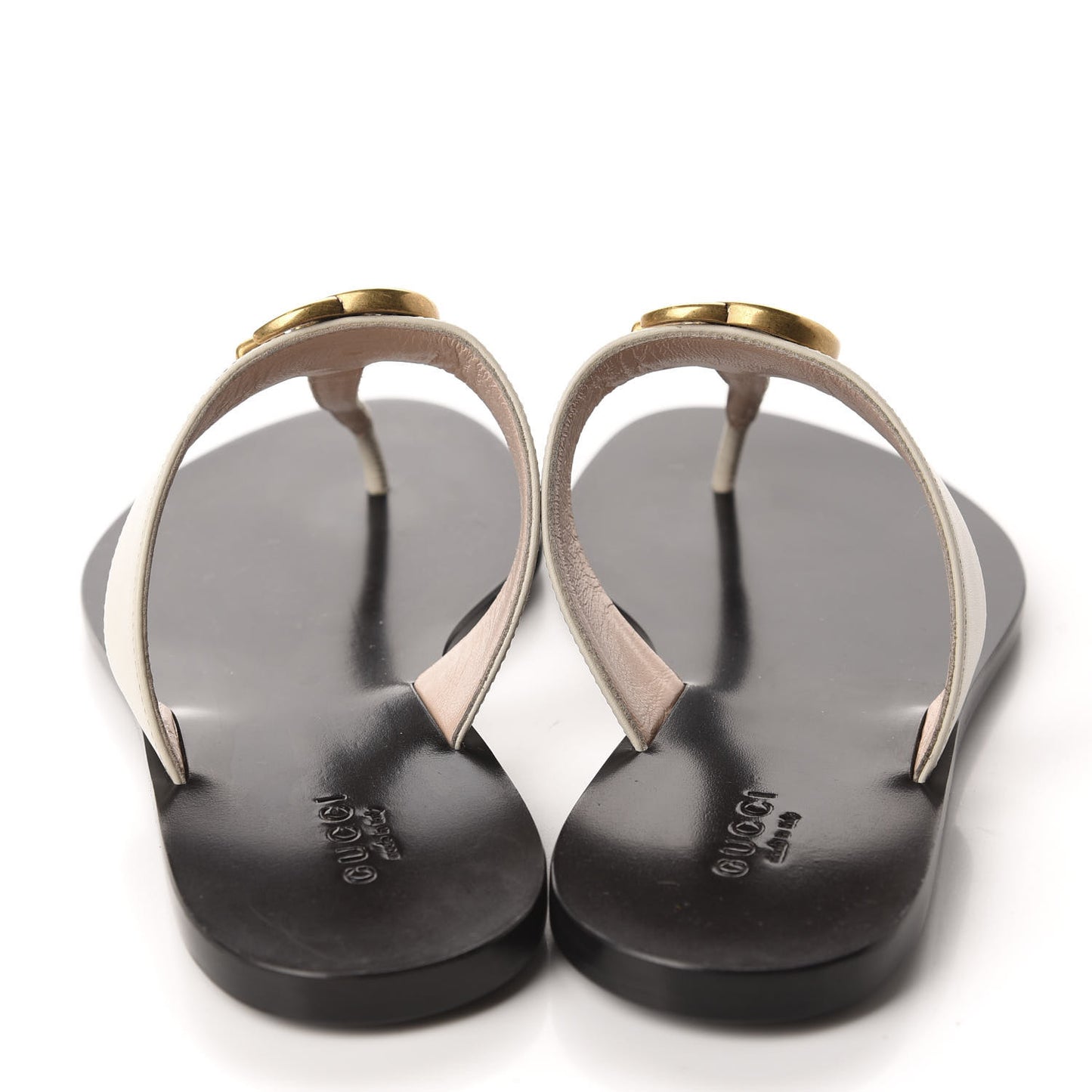 Calfskin GG Marmont Thong Sandals 37 Mystic White