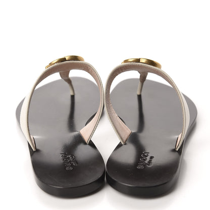 Gucci Calfskin GG Marmont Thong Sandals 37 Mystic White 5 of 9