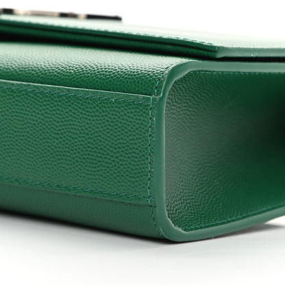 Saint Laurent Grain De Poudre Calfskin Medium Classic Monogram Kate Tassel Satchel Green 6 of 10