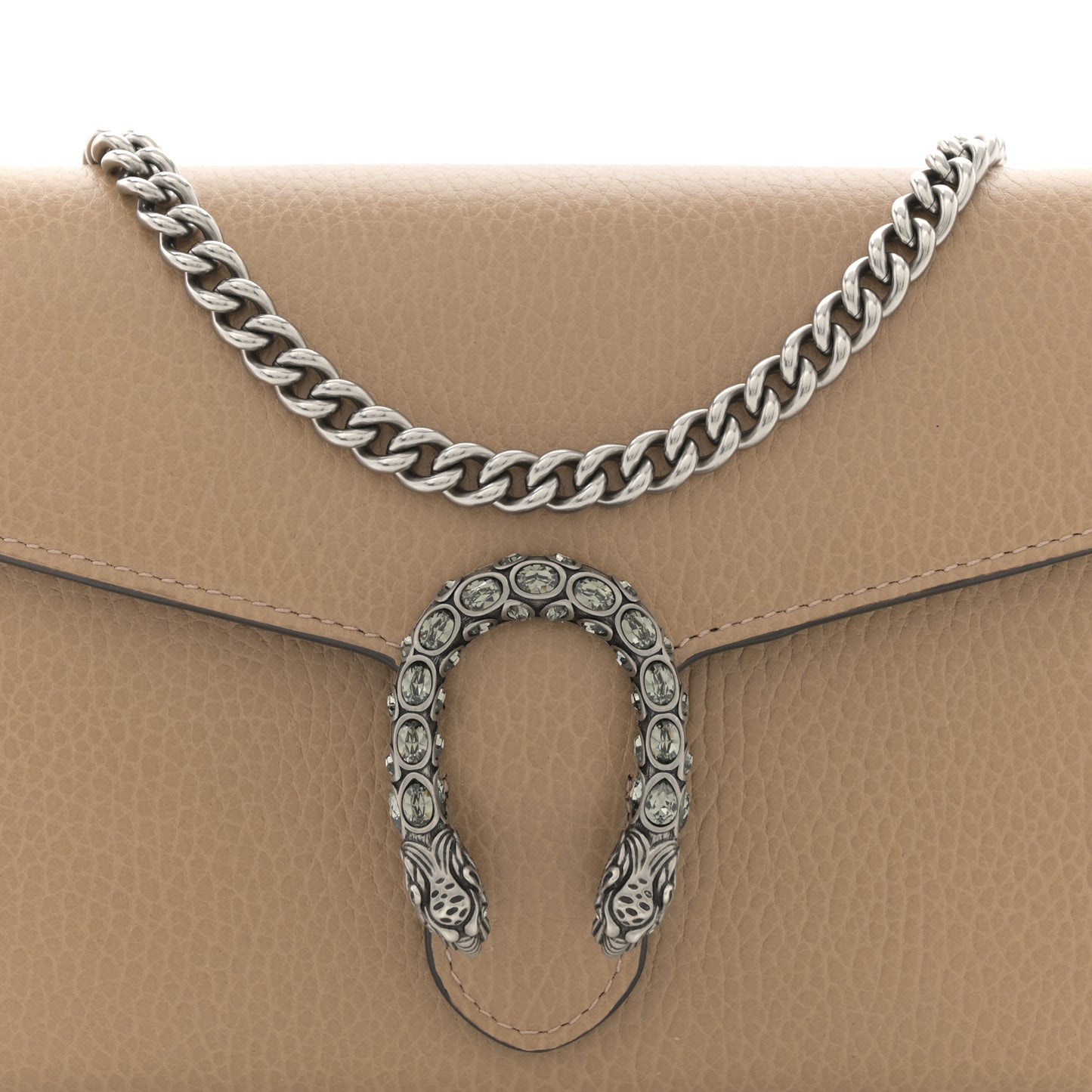Dollar Calfskin Crystal Mini Dionysus Chain Wallet Natural Tan Black Diamond
