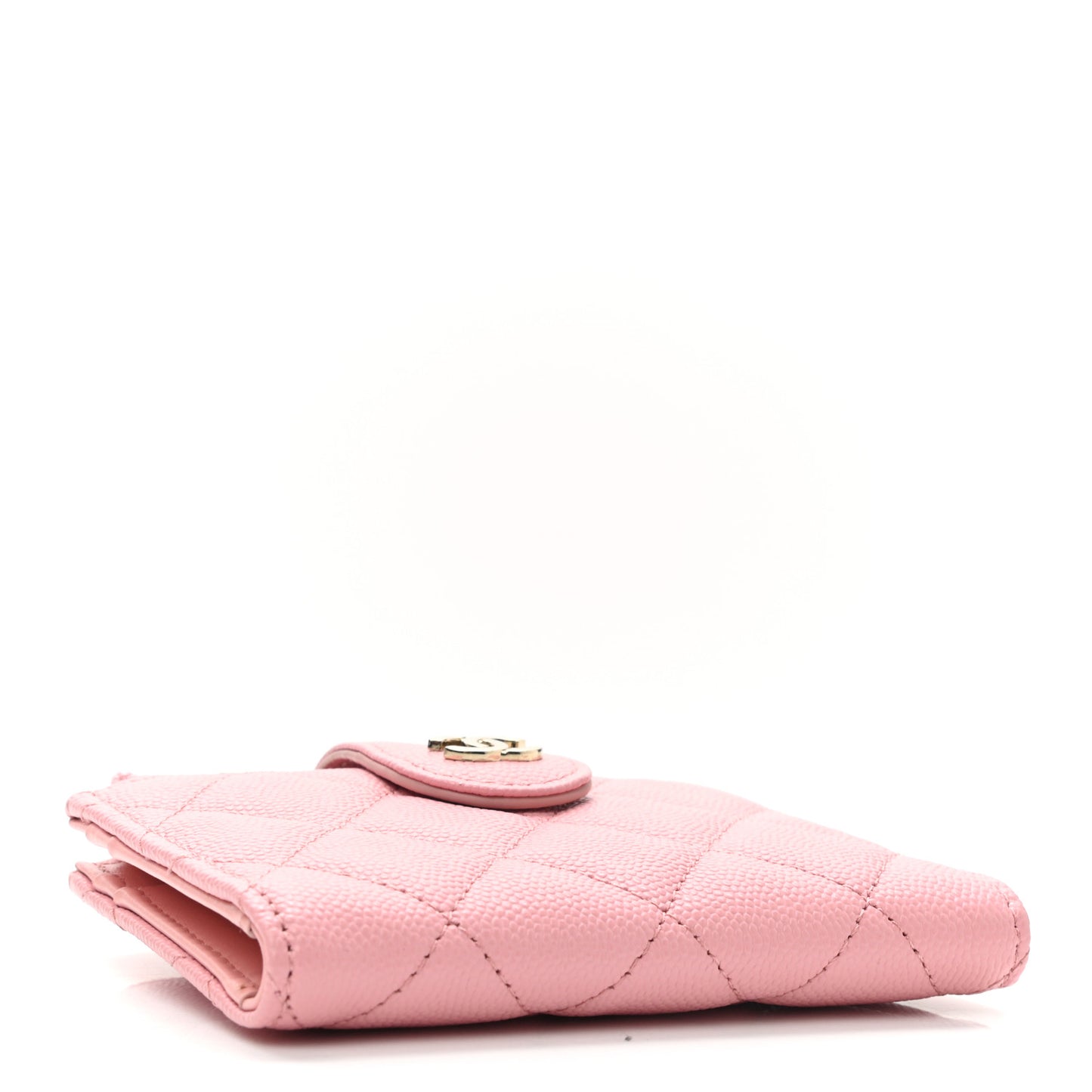 Caviar Quilted Compact Zipped Pocket Wallet Pink