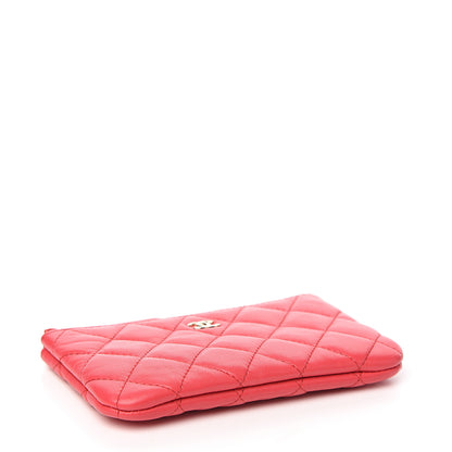 Chanel Lambskin Quilted Small Cosmetic Case Dark Pink 3 of 7
