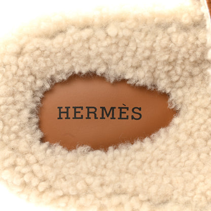 Hermes Suede Goatskin Woolskin Womens Chypre Sandals 39.5 Brun Fume Ecru 7 of 8