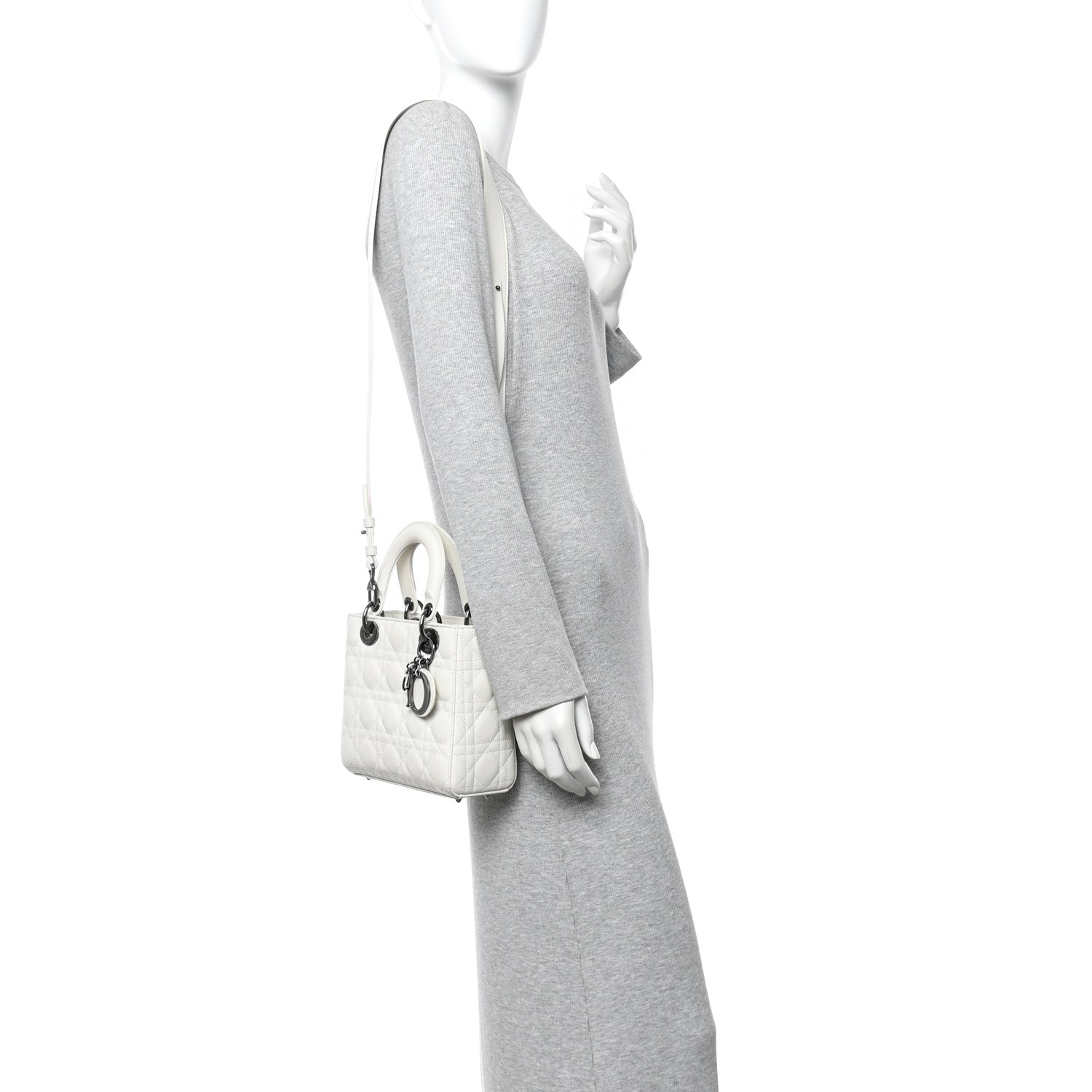 Christian Dior Lambskin Cannage Small My ABCDior Lady Dior White 2 of 10