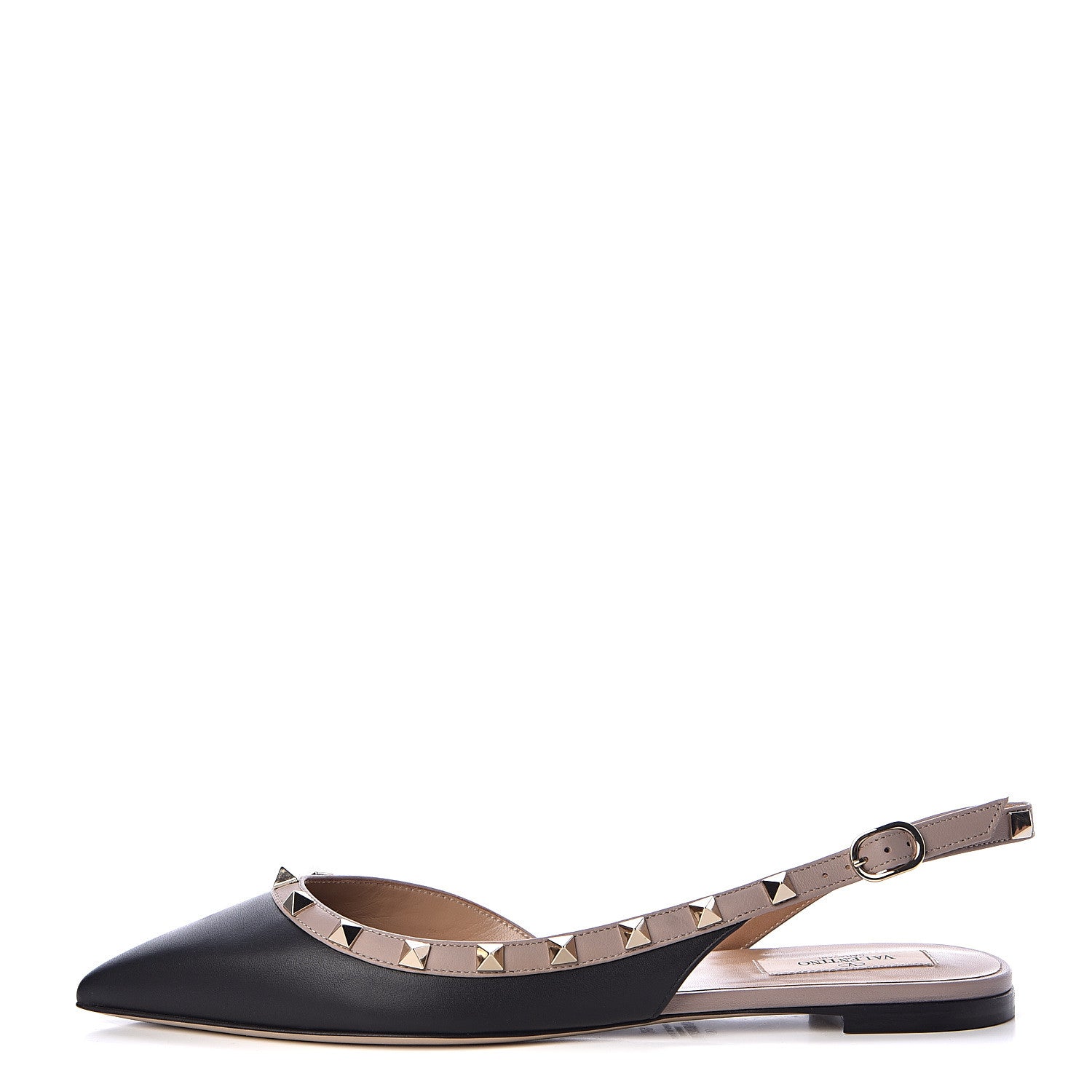 Valentino Garavani Nappa Rockstud Slingback Flats 39 Black Poudre 1 of 11
