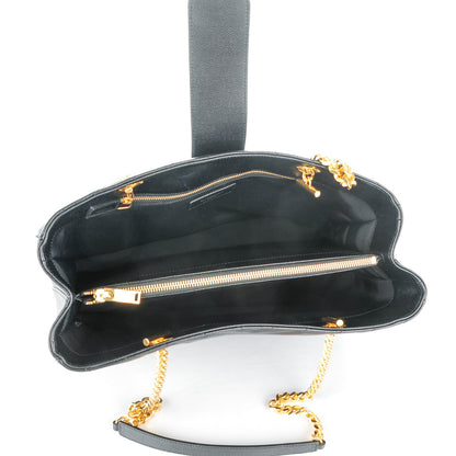 Saint Laurent Grain De Poudre Matelasse Chevron Monogram Shopping Bag Black 5 of 7