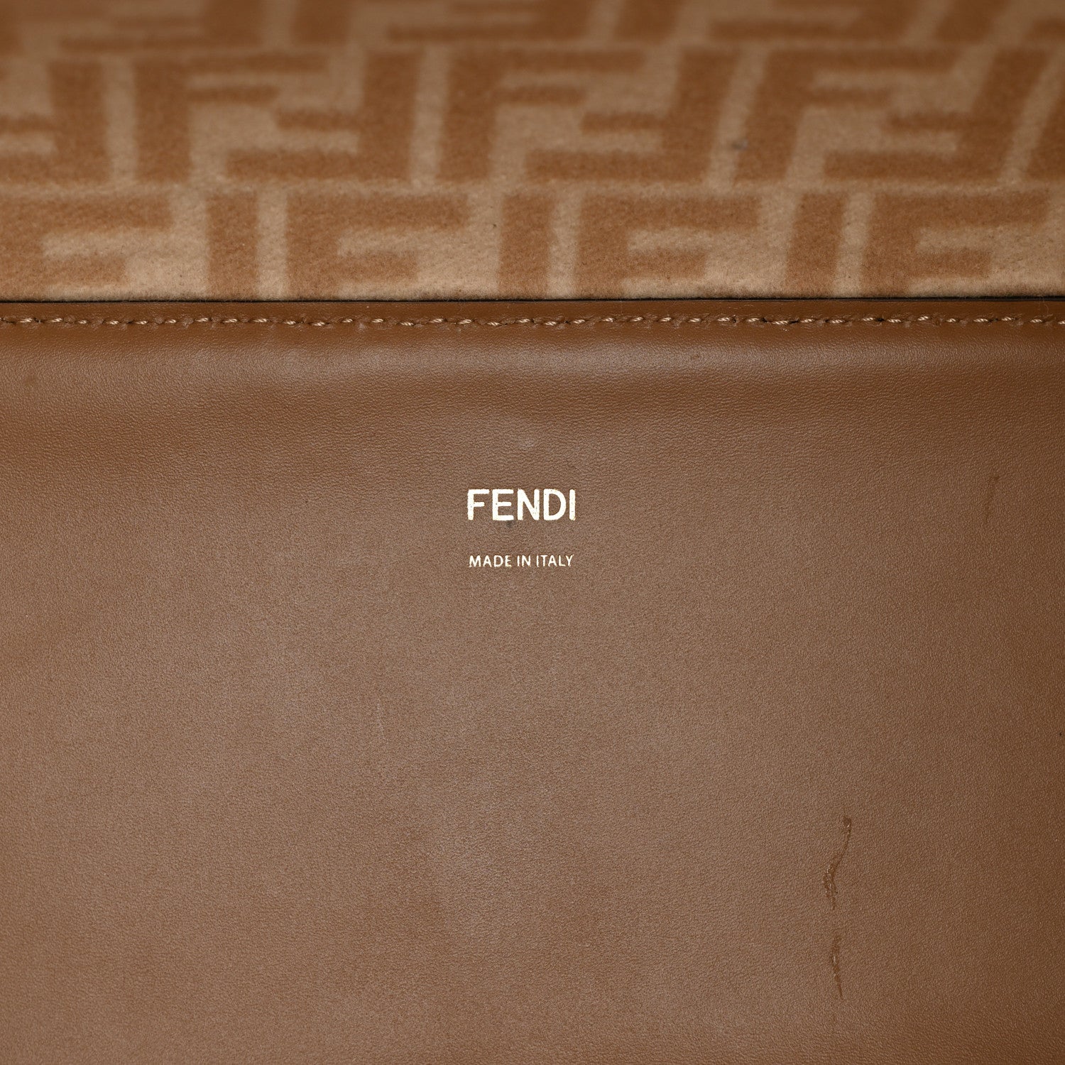 Fendi Flannel Vitello King Wool Plexiglass FF Logo Embroidered Medium Fendi Sunshine Shopper Tote Brown 6 of 10