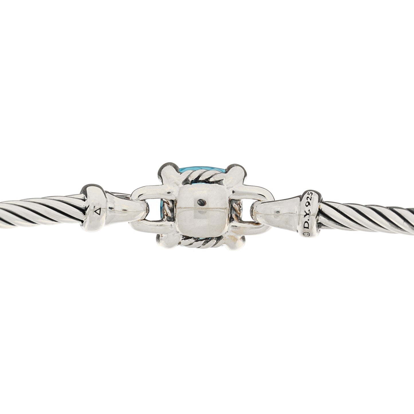 Sterling Silver Diamond Blue Topaz 3mm Chatelaine Bracelet