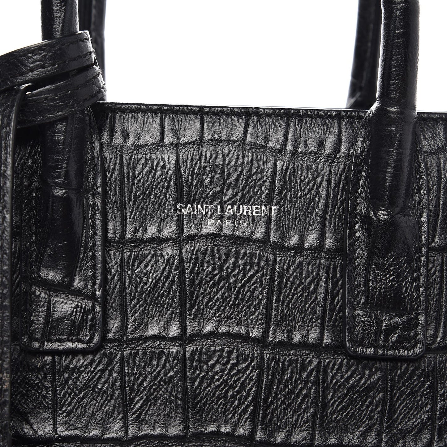 Calfskin Crocodile Embossed Nano Sac De Jour Black