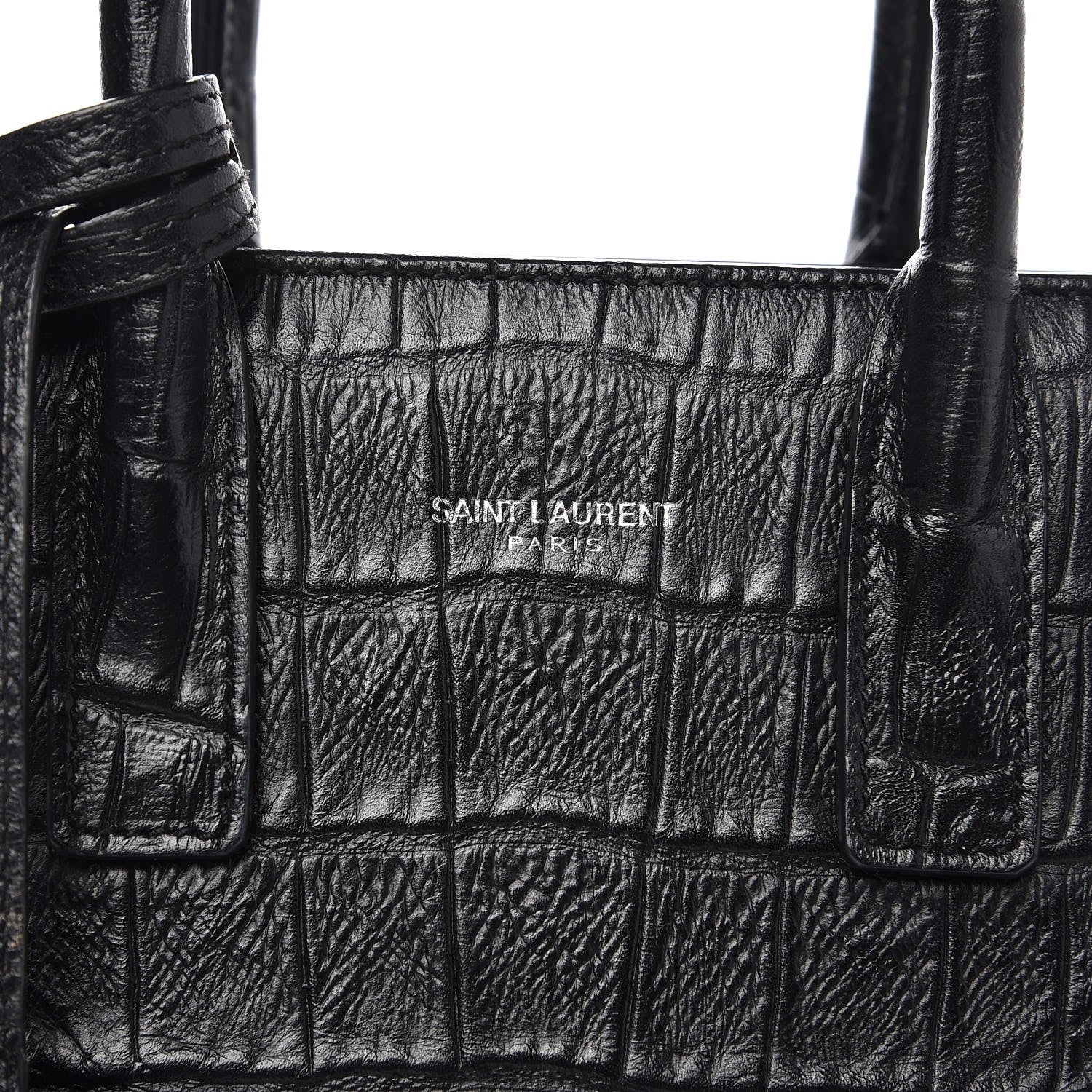 Saint Laurent Calfskin Crocodile Embossed Nano Sac De Jour Black 6 of 10