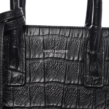 Saint Laurent Calfskin Crocodile Embossed Nano Sac De Jour Black 6 of 10