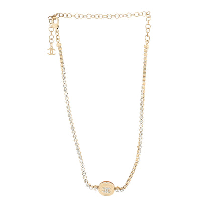 Chanel Crystal CC Chain Short Necklace Gold 2 of 3