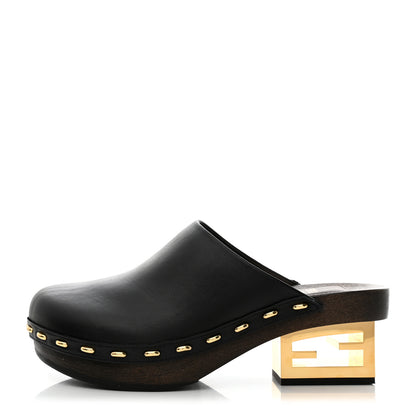 Fendi Vitello Baguette 25/60mm Clogs 37 Black 1 of 7