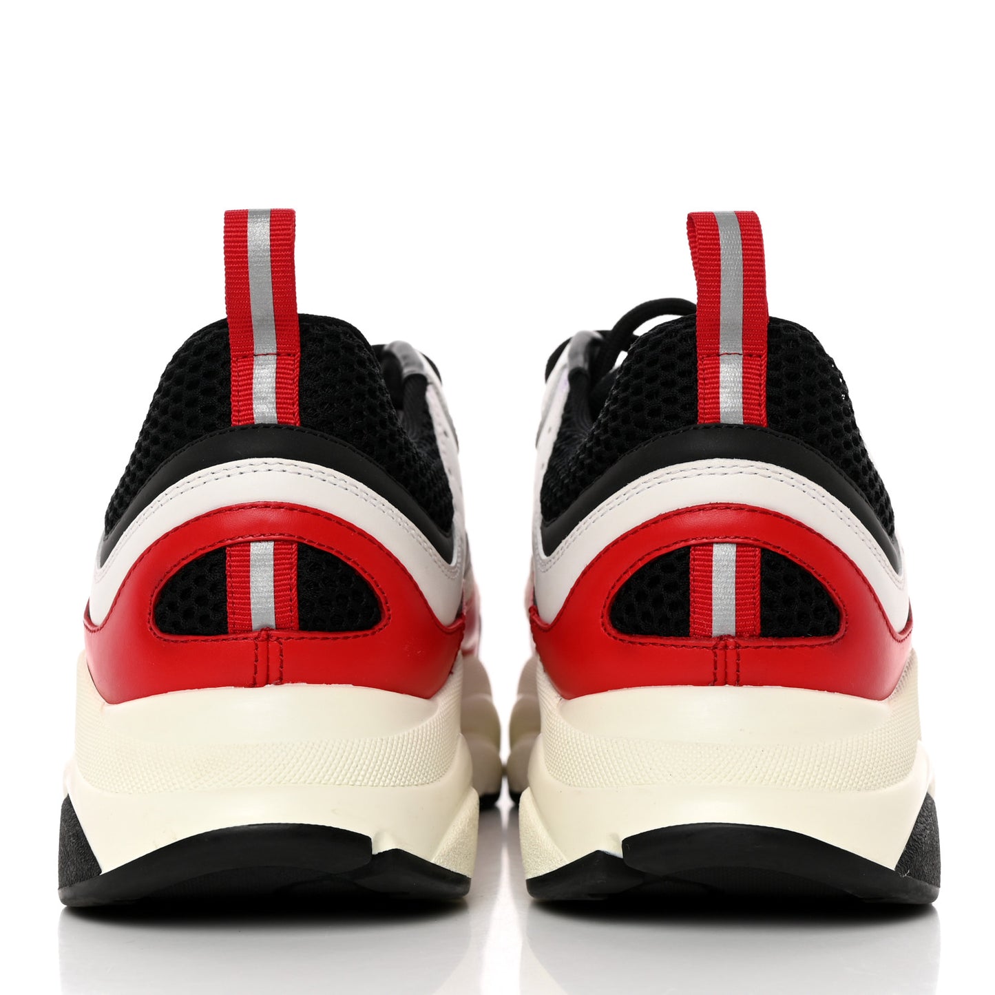 Technical Mesh Calfskin Mens B22 Sneakers 44 Black White Red