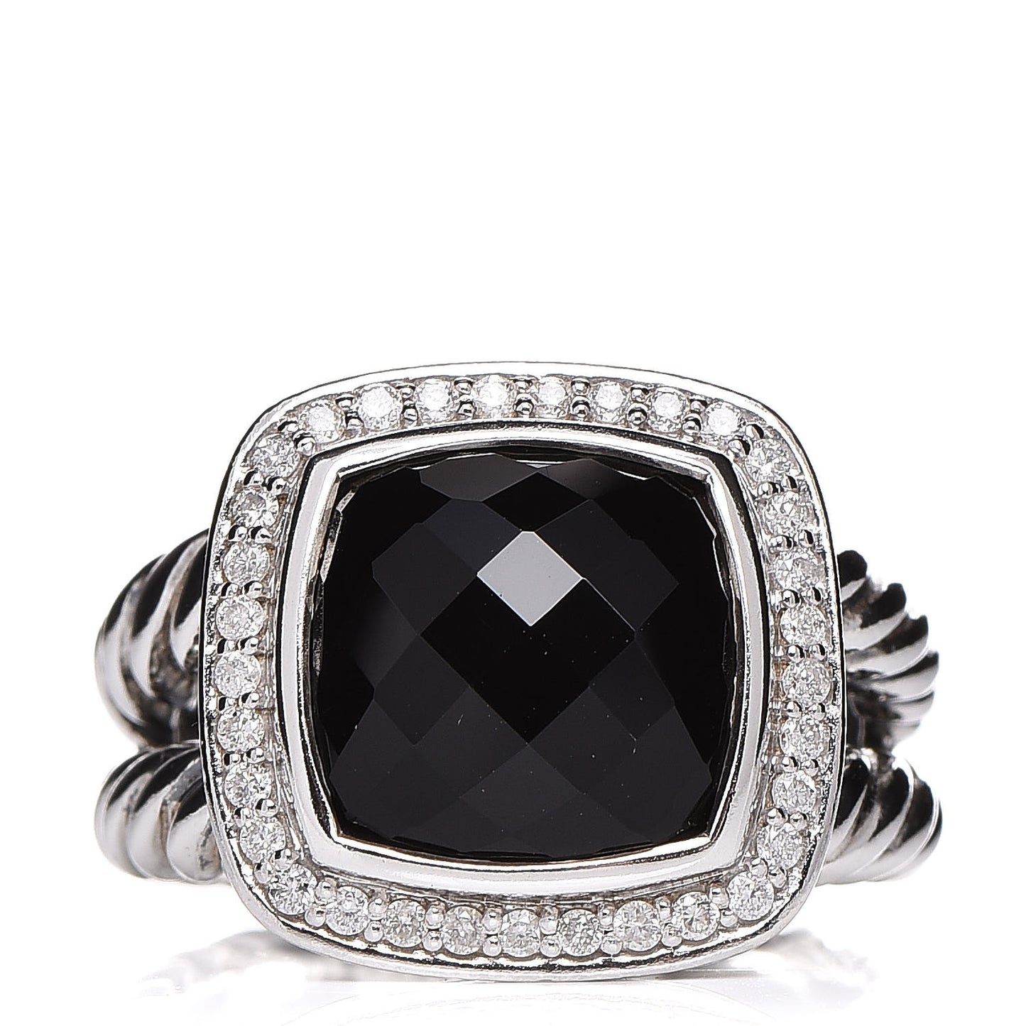 Sterling Silver Diamond Black Onyx 11mm Albion Ring 54 7