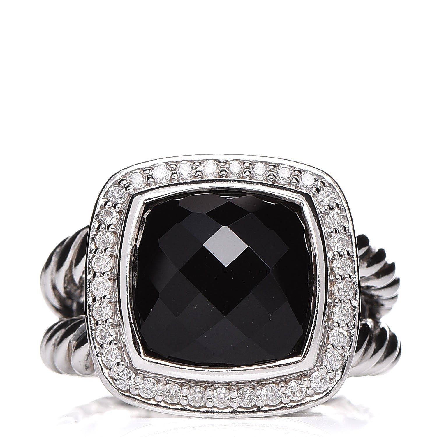 David Yurman Sterling Silver Diamond Black Onyx 11mm Albion Ring 54 7 1 of 5