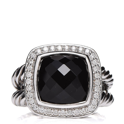 David Yurman Sterling Silver Diamond Black Onyx 11mm Albion Ring 54 7 1 of 5