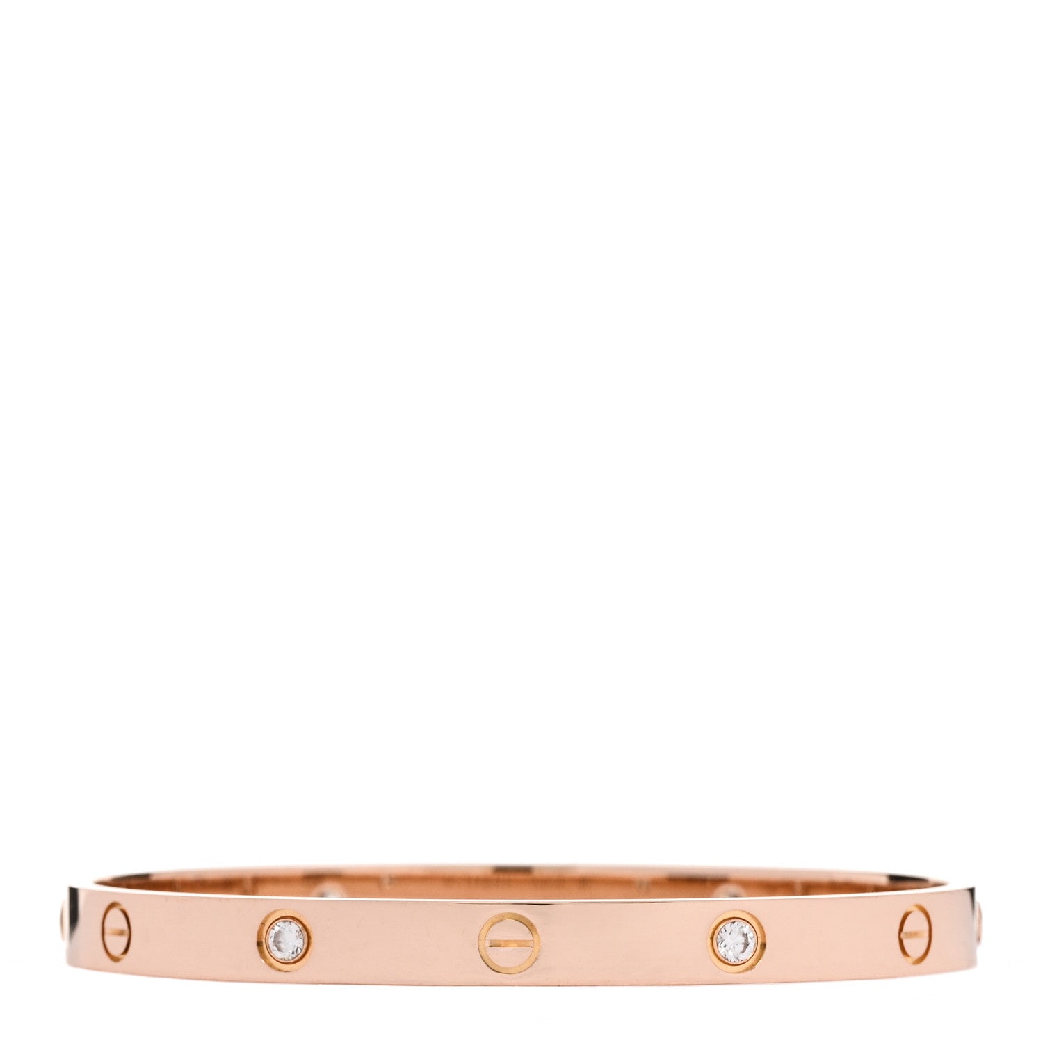 Cartier 18K Pink Gold 4 Diamond LOVE Bracelet 19 2 of 7