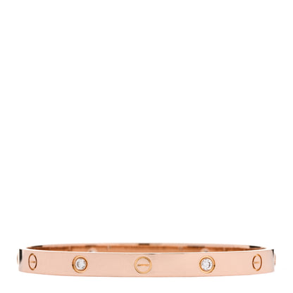 Cartier 18K Pink Gold 4 Diamond LOVE Bracelet 19 2 of 7