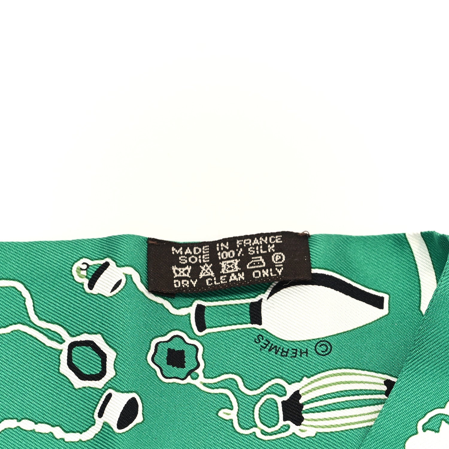 Hermes Silk Les Flacons Bandana Twilly Marron Vert Blanc 3 of 3