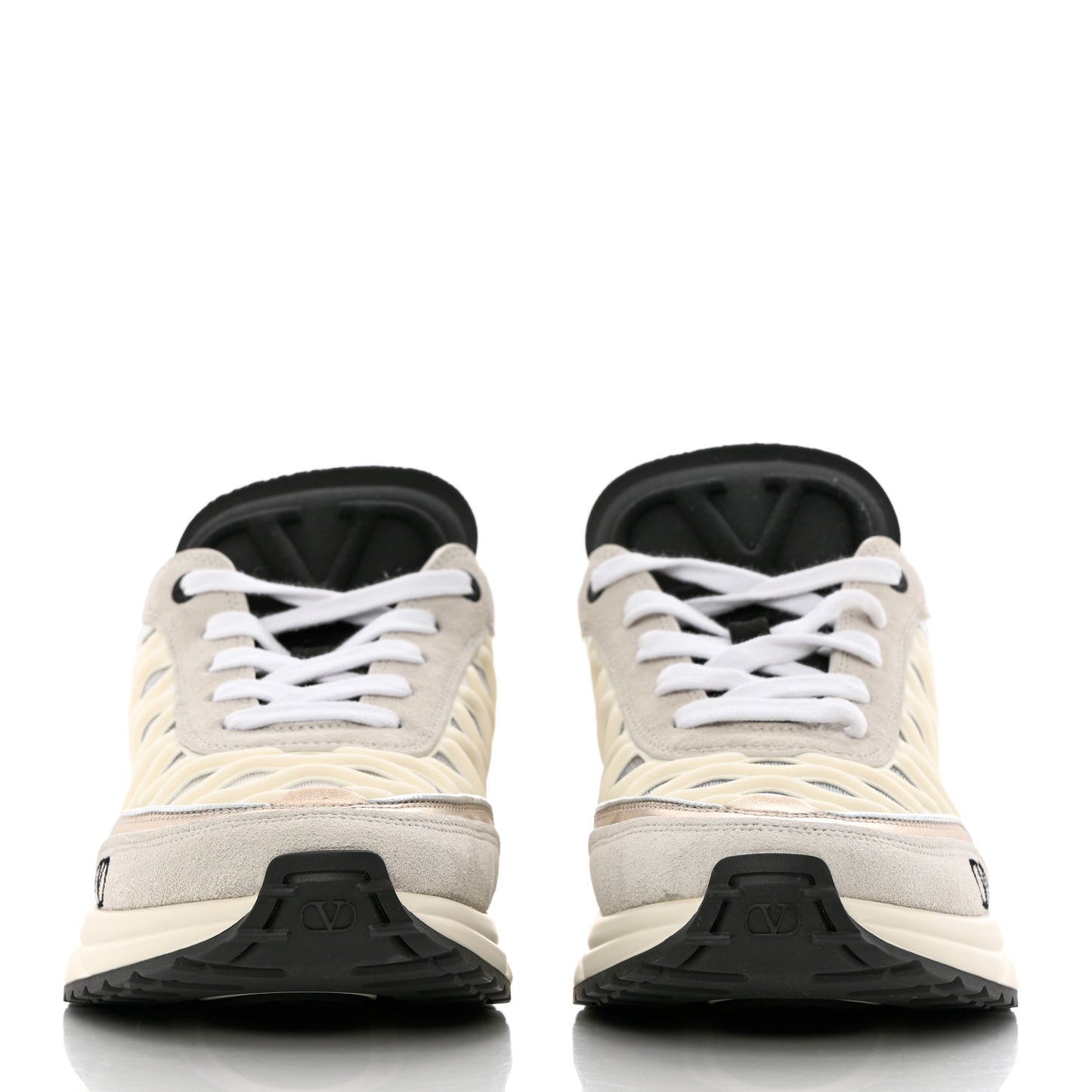 Suede Neoprene Mesh Womens Ready Go Runner Sneakers 40 Light 40 Ivory Black
