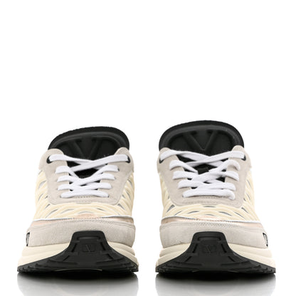 Valentino Garavani Suede Neoprene Mesh Womens Ready Go Runner Sneakers 40 Light 40 Ivory Black 2 of 9