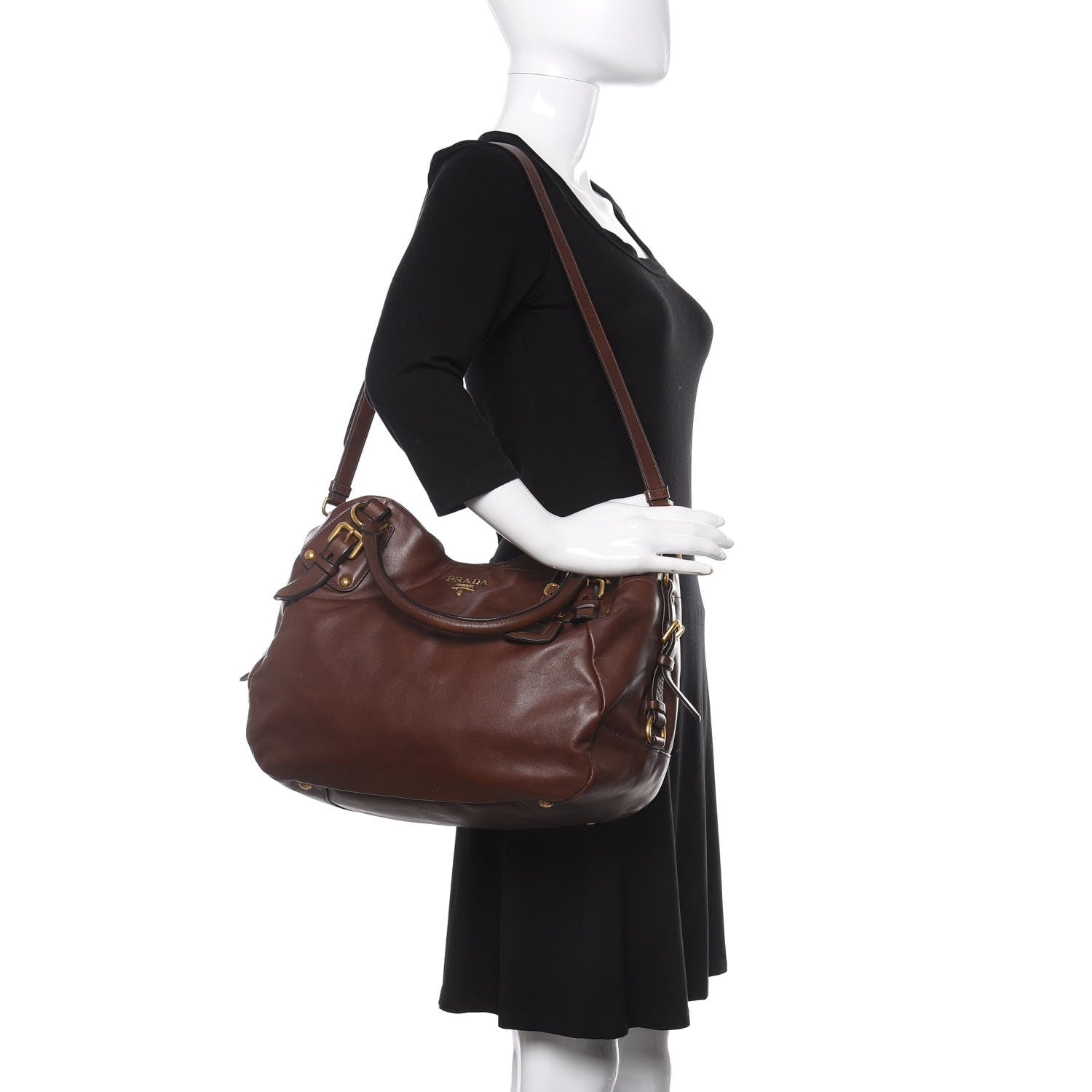 Prada Soft Calfskin Shopping Tote Nocciolo 2 of 10