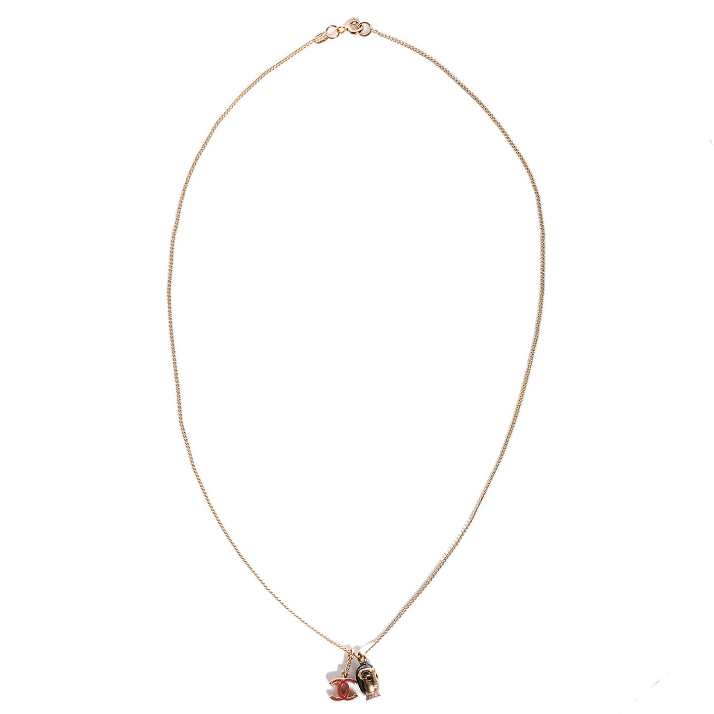 Enamel CC Doll Necklace Gold