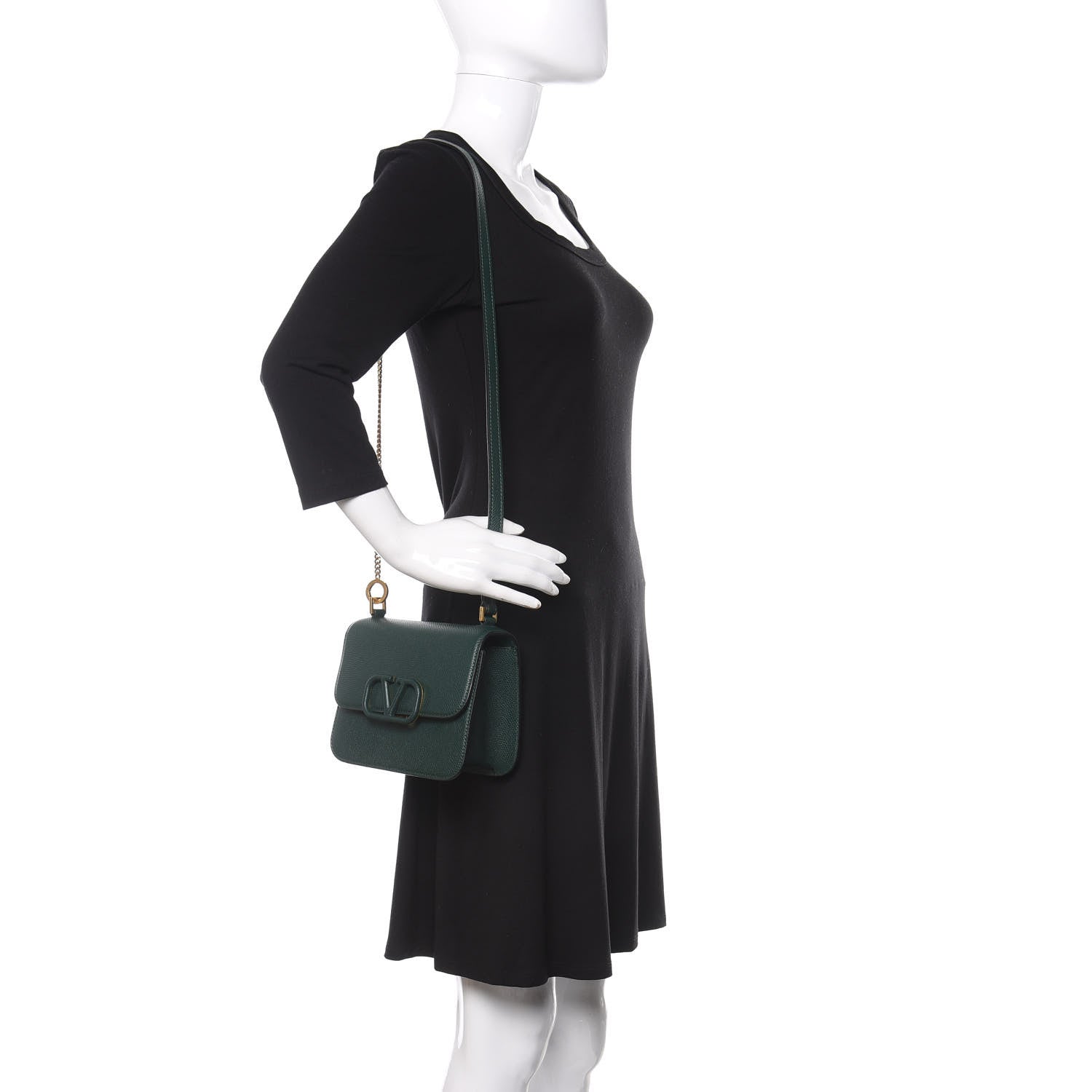 Valentino Garavani Grainy Calfskin Small VSling Shoulder Bag English Green 2 of 8