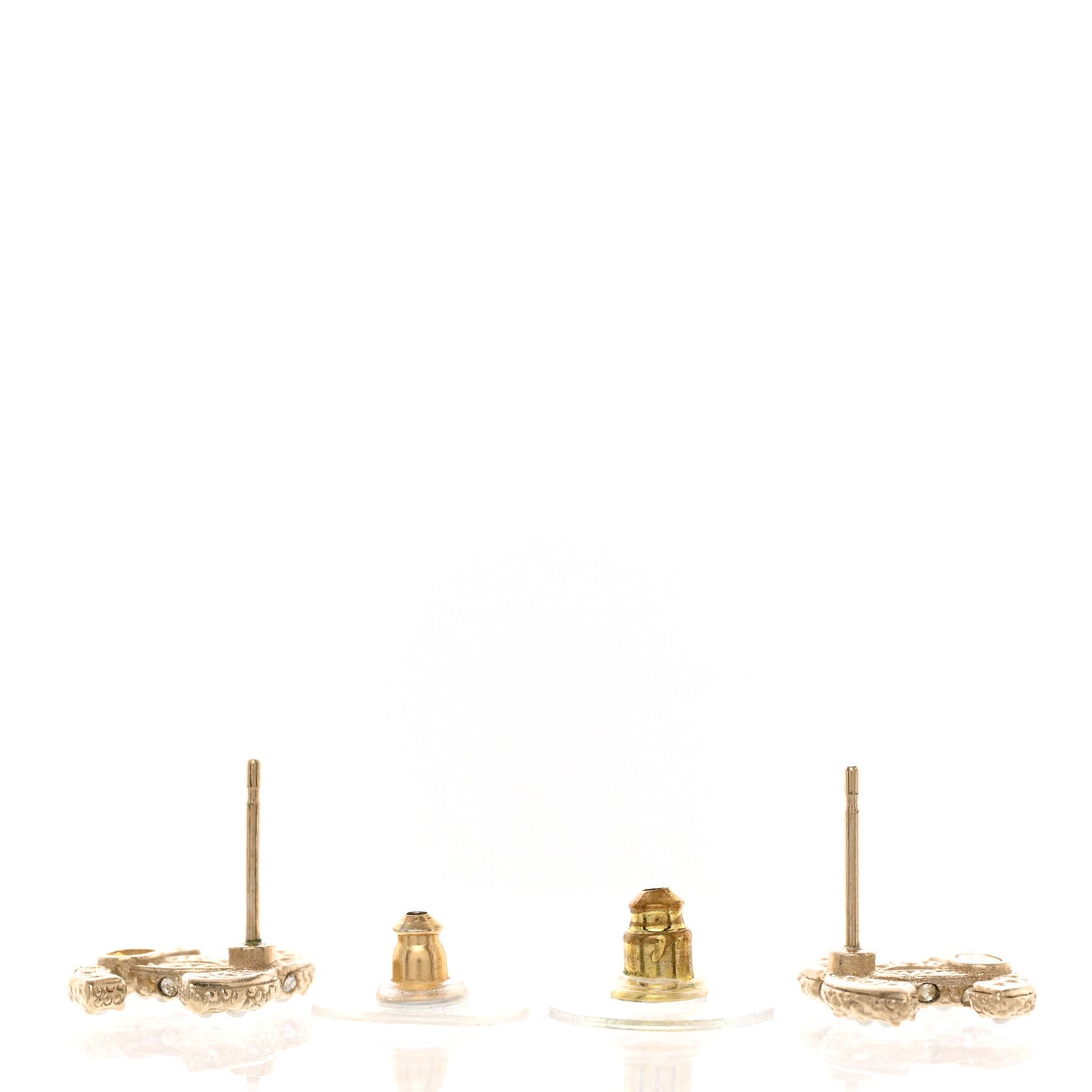 Pearl Crystal CC Earrings Light Gold
