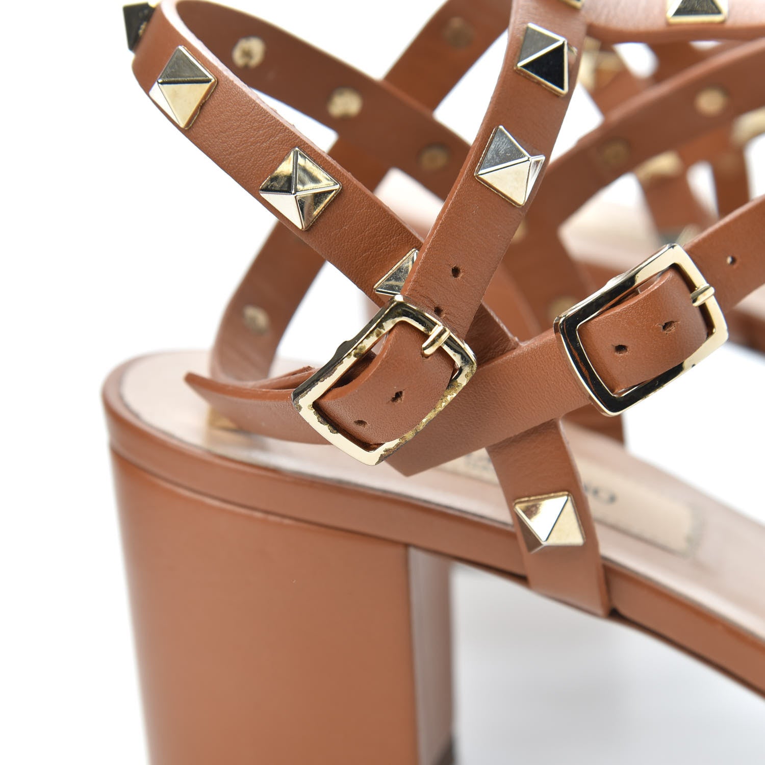 Valentino Garavani Calfskin Rockstud 60mm City Sandals 38.5 Light Cuir 8 of 10