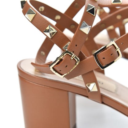 Valentino Garavani Calfskin Rockstud 60mm City Sandals 38.5 Light Cuir 8 of 10